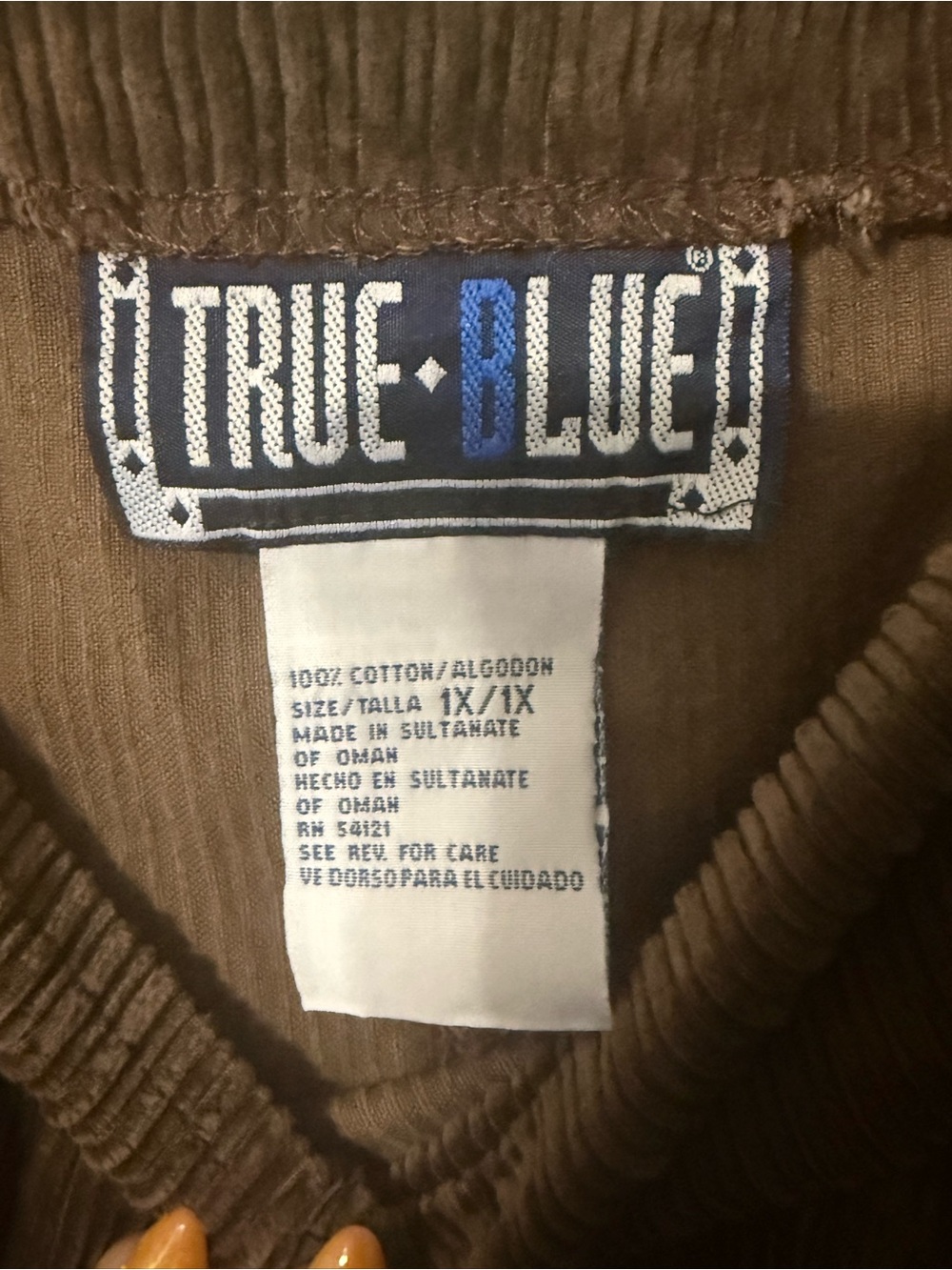 True Blue Brown Corduroy Shortalls Overalls 1X - Picture 3 of 4